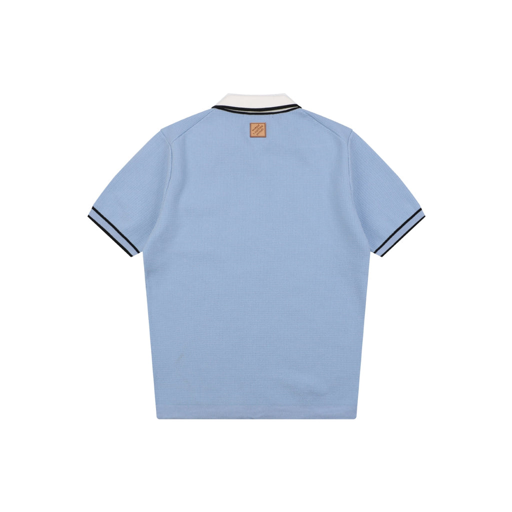 Louis Vuitton Contrast Placket Pocket Logo Short Sleeve Shirt — Ice Blue