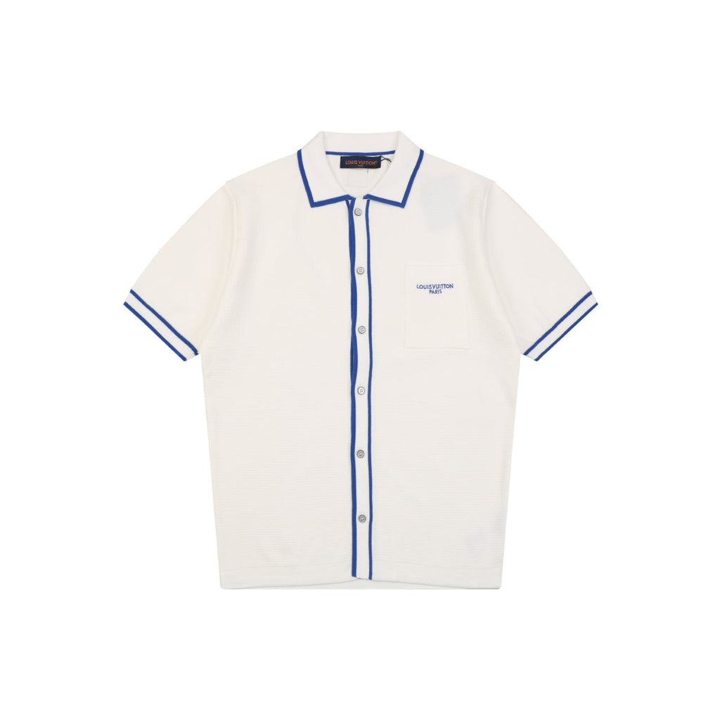 Louis Vuitton Contrast Placket Pocket Logo Short Sleeve Shirt — Cream