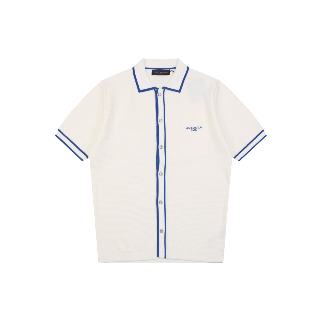 Louis Vuitton Contrast Placket Pocket Logo Short Sleeve Shirt — Cream