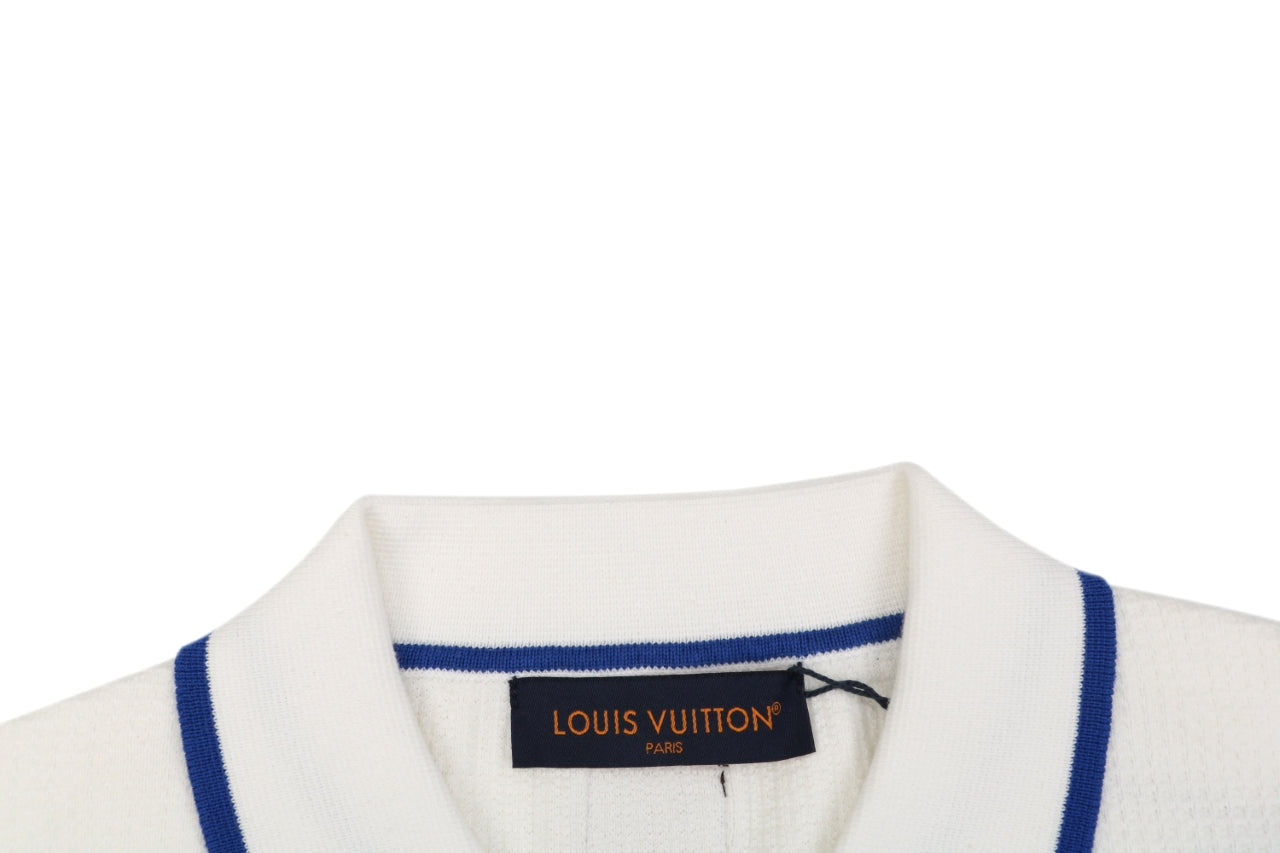 Louis Vuitton Contrast Placket Pocket Logo Short Sleeve Shirt — Cream