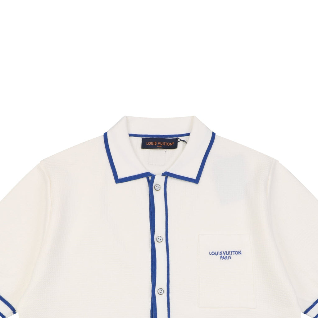 Louis Vuitton Contrast Placket Pocket Logo Short Sleeve Shirt — Cream