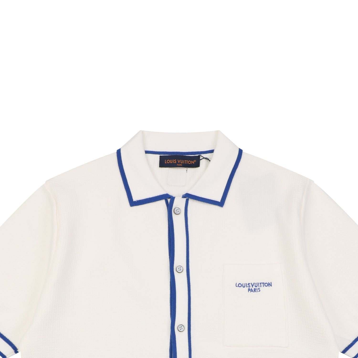 Louis Vuitton Contrast Placket Pocket Logo Short Sleeve Shirt — Cream