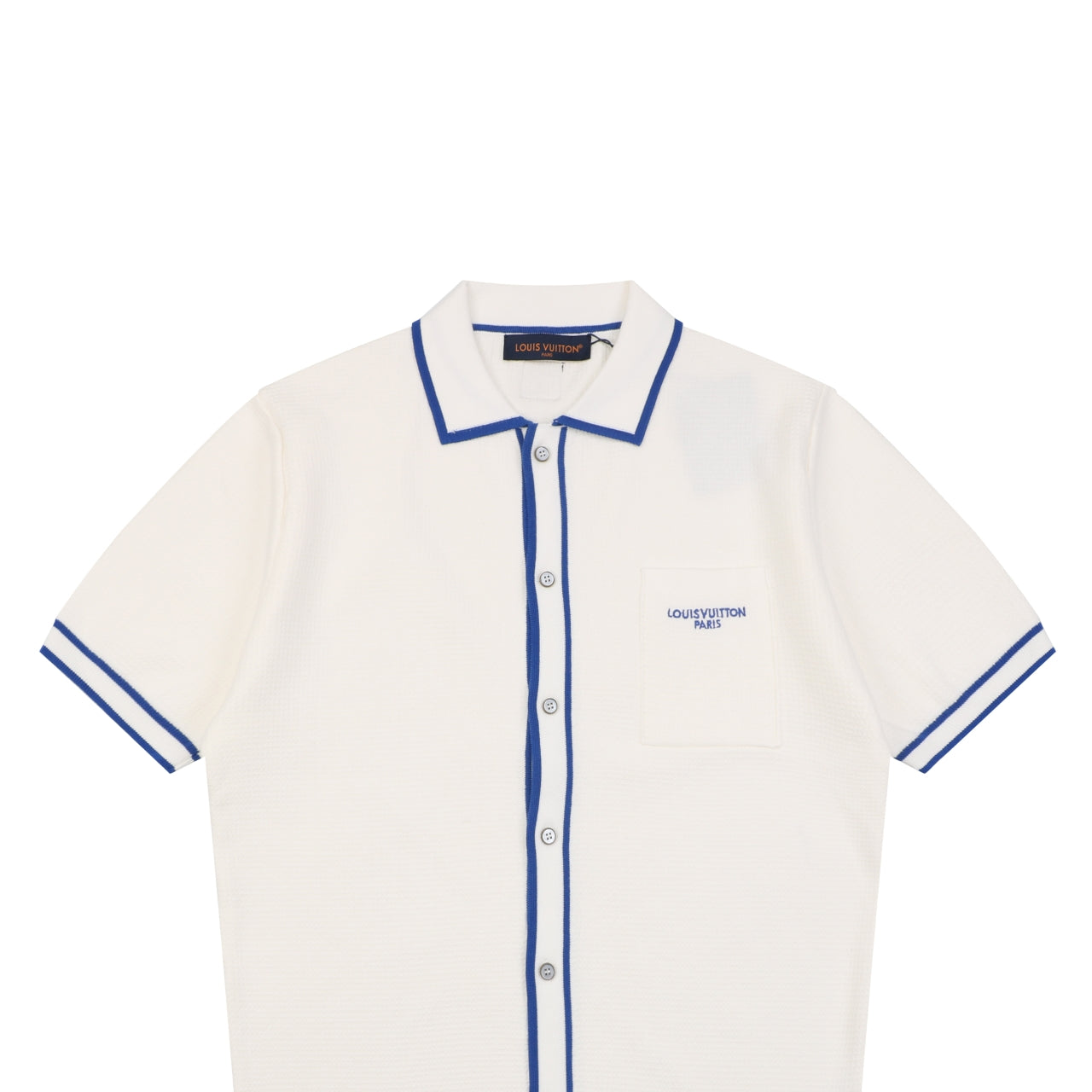 Louis Vuitton Contrast Placket Pocket Logo Short Sleeve Shirt — Cream
