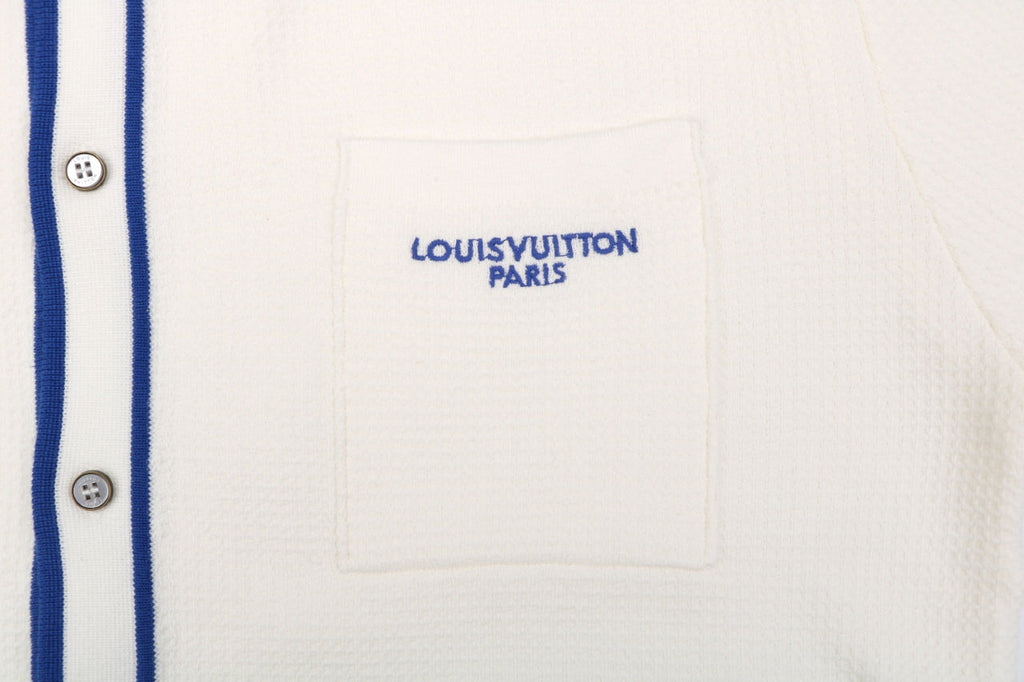 Louis Vuitton Contrast Placket Pocket Logo Short Sleeve Shirt — Cream