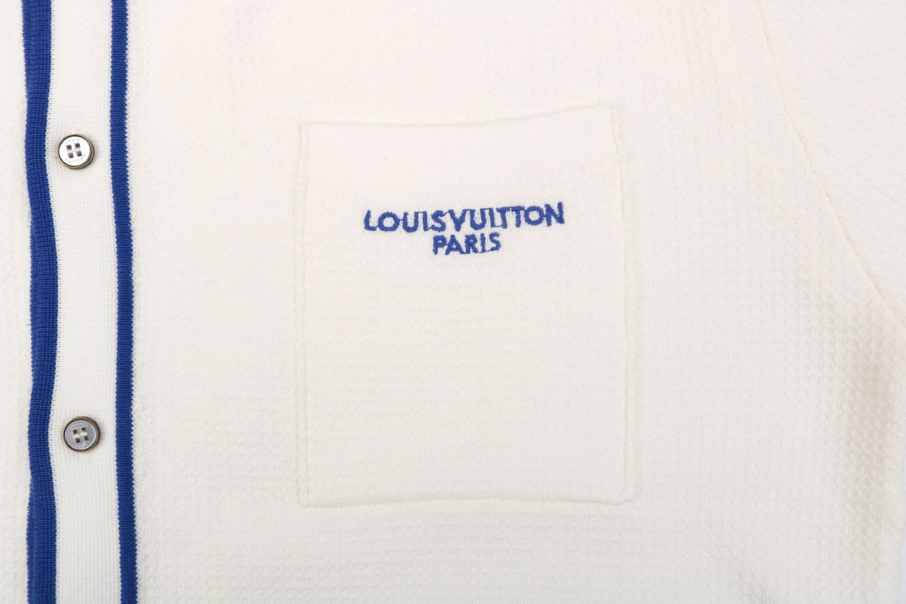 Louis Vuitton Contrast Placket Pocket Logo Short Sleeve Shirt — Cream