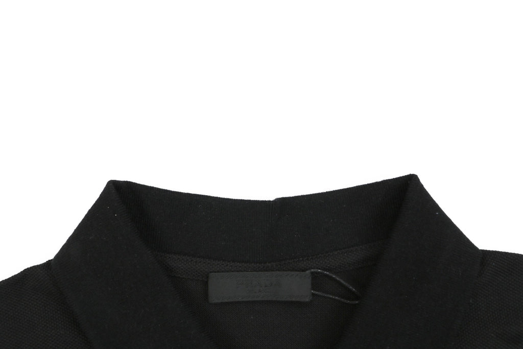 Prada Gold Triangle Logo Piqué Polo Short Sleeve – Black