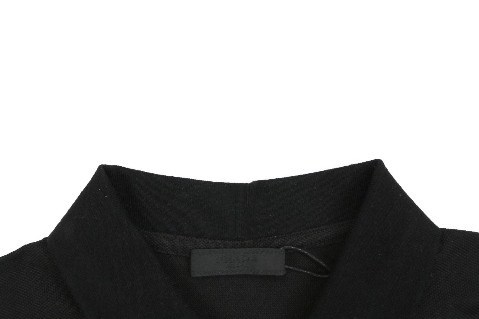Prada Gold Triangle Logo Piqué Polo Short Sleeve – Black