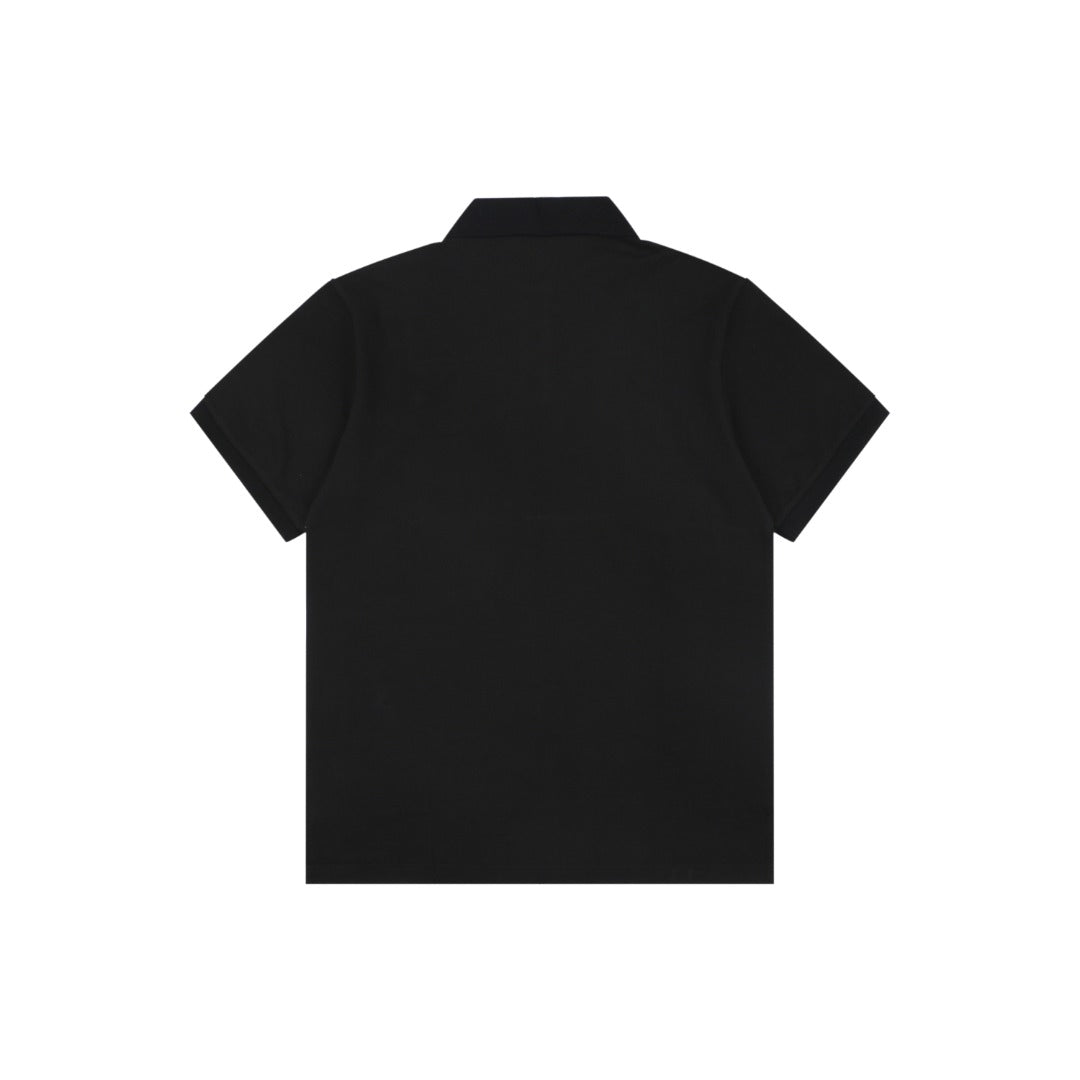Prada Gold Triangle Logo Piqué Polo Short Sleeve – Black