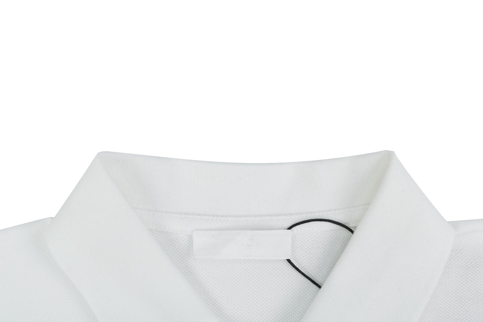 Prada Gold Triangle Logo Piqué Polo Short Sleeve – White