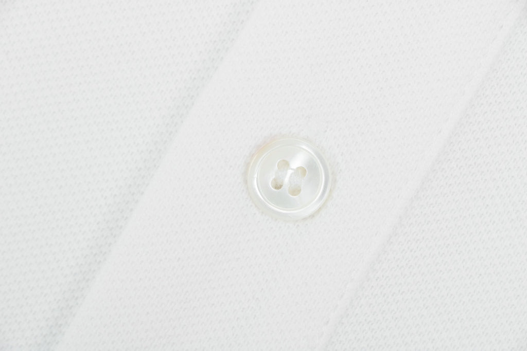 Prada Gold Triangle Logo Piqué Polo Short Sleeve – White