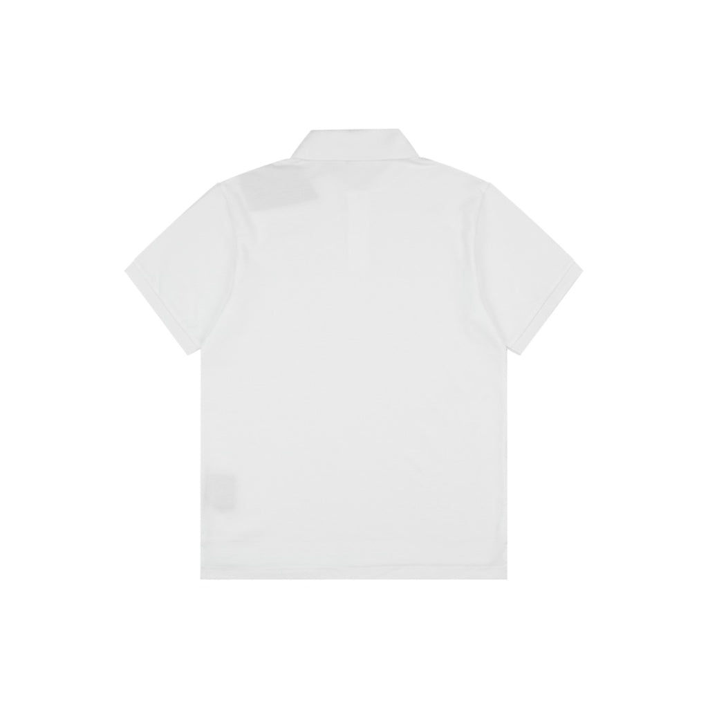 Prada Gold Triangle Logo Piqué Polo Short Sleeve – White