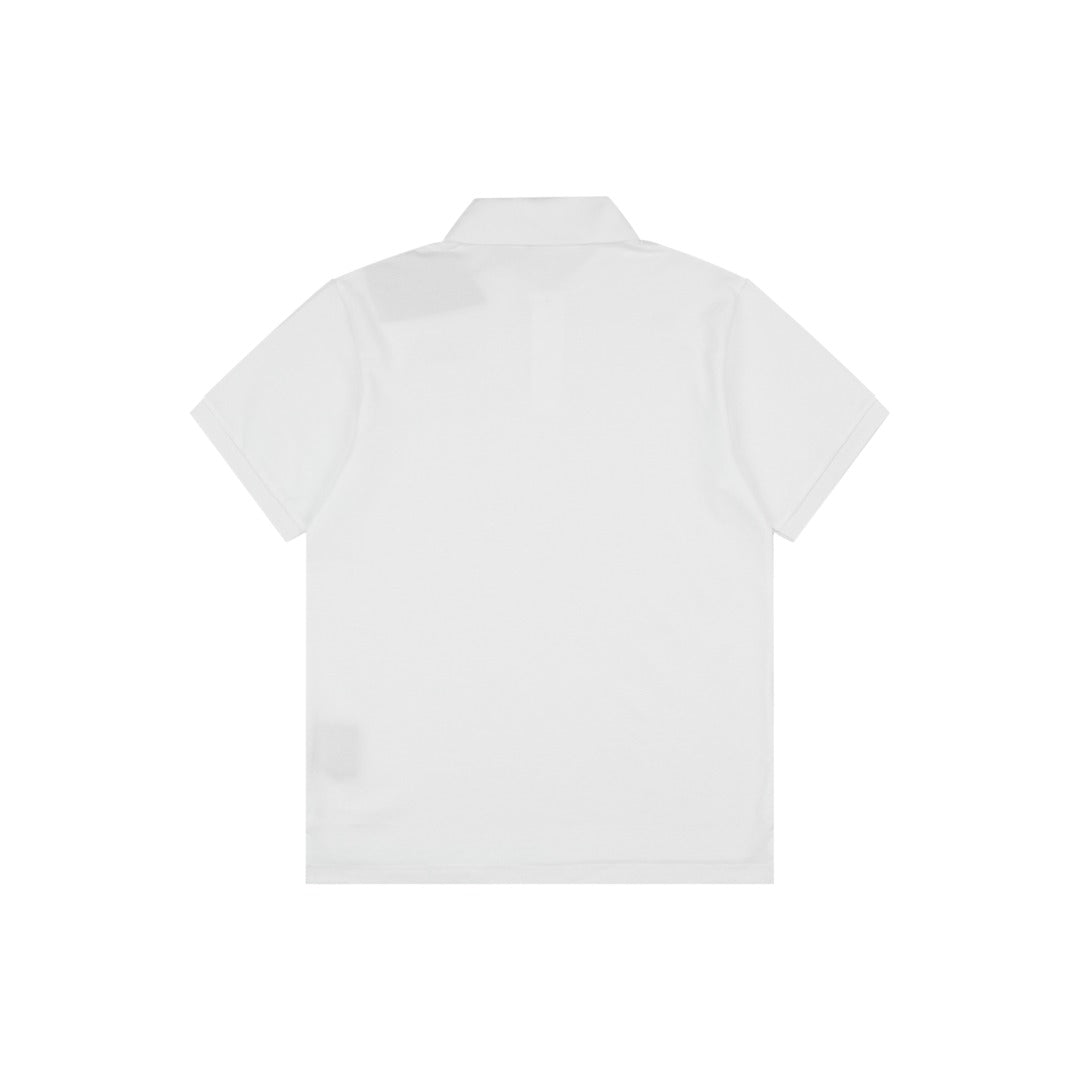 Prada Gold Triangle Logo Piqué Polo Short Sleeve – White