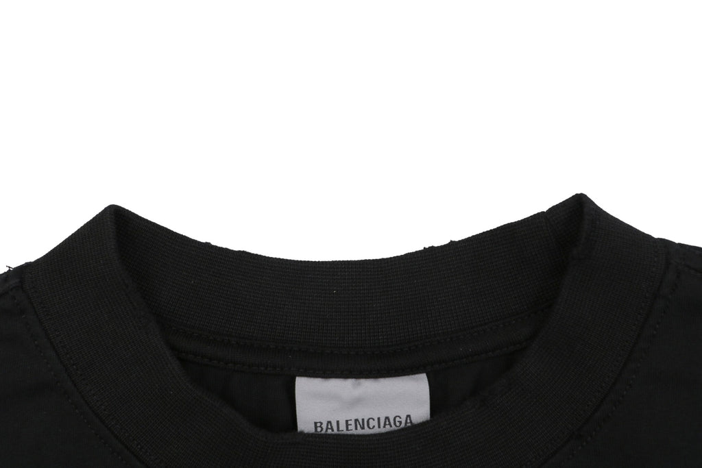 Balenciaga Tape Blur Graffiti Logo Print Short Sleeve Tee – Black