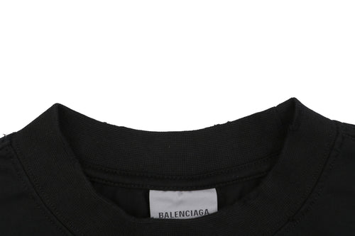 Balenciaga Tape Blur Graffiti Logo Print Short Sleeve Tee – Black