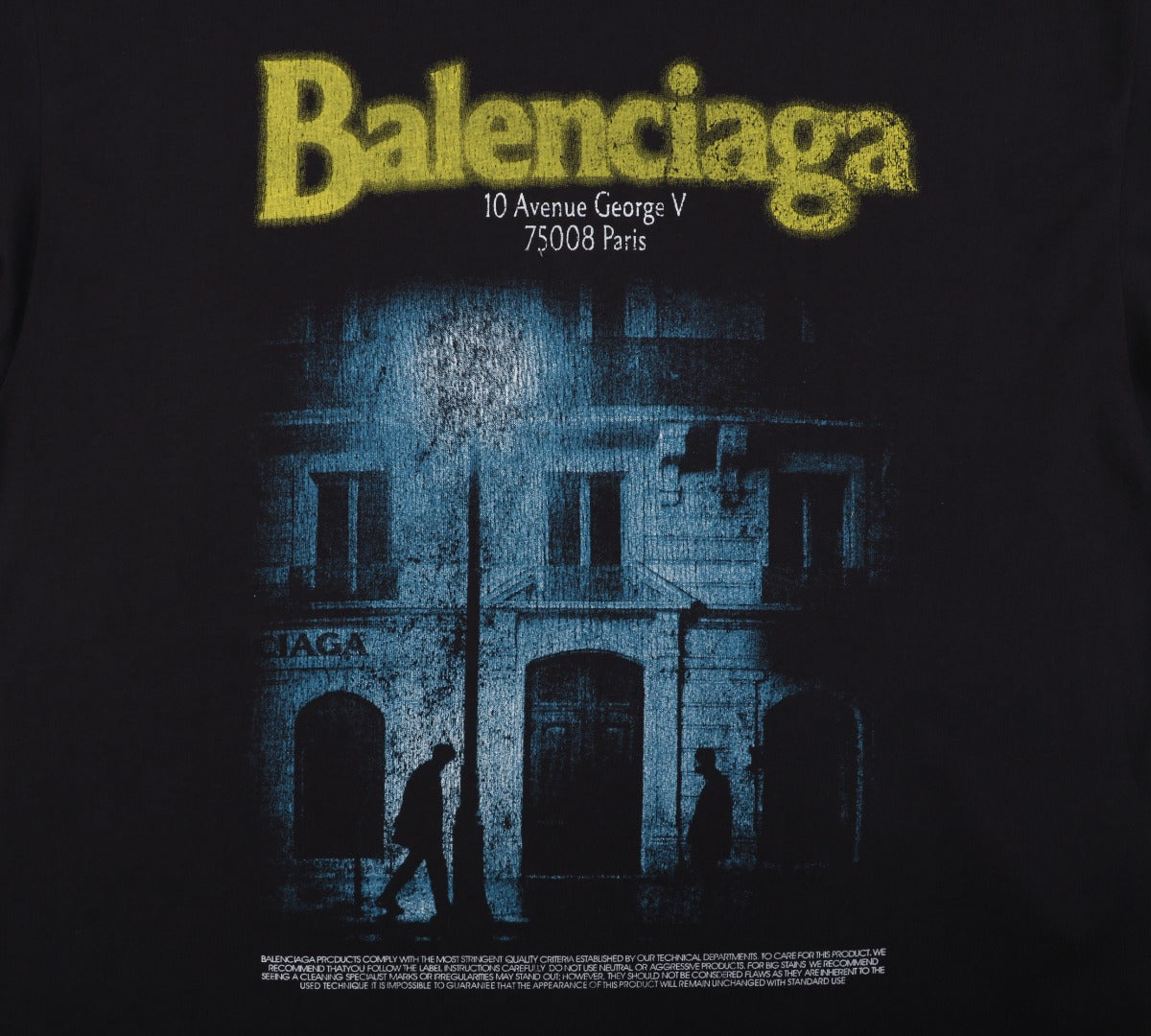 Balenciaga Avenue George V Paris Street Scene Photo Print Short Sleeve Tee – Black