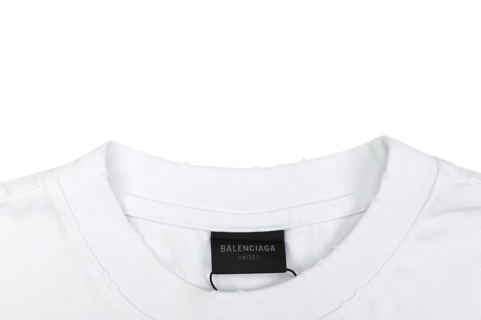 Balenciaga Yellow Tape Blur Logo Print Short Sleeve Tee – White