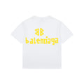 Balenciaga Yellow Tape Blur Logo Print Short Sleeve Tee – White