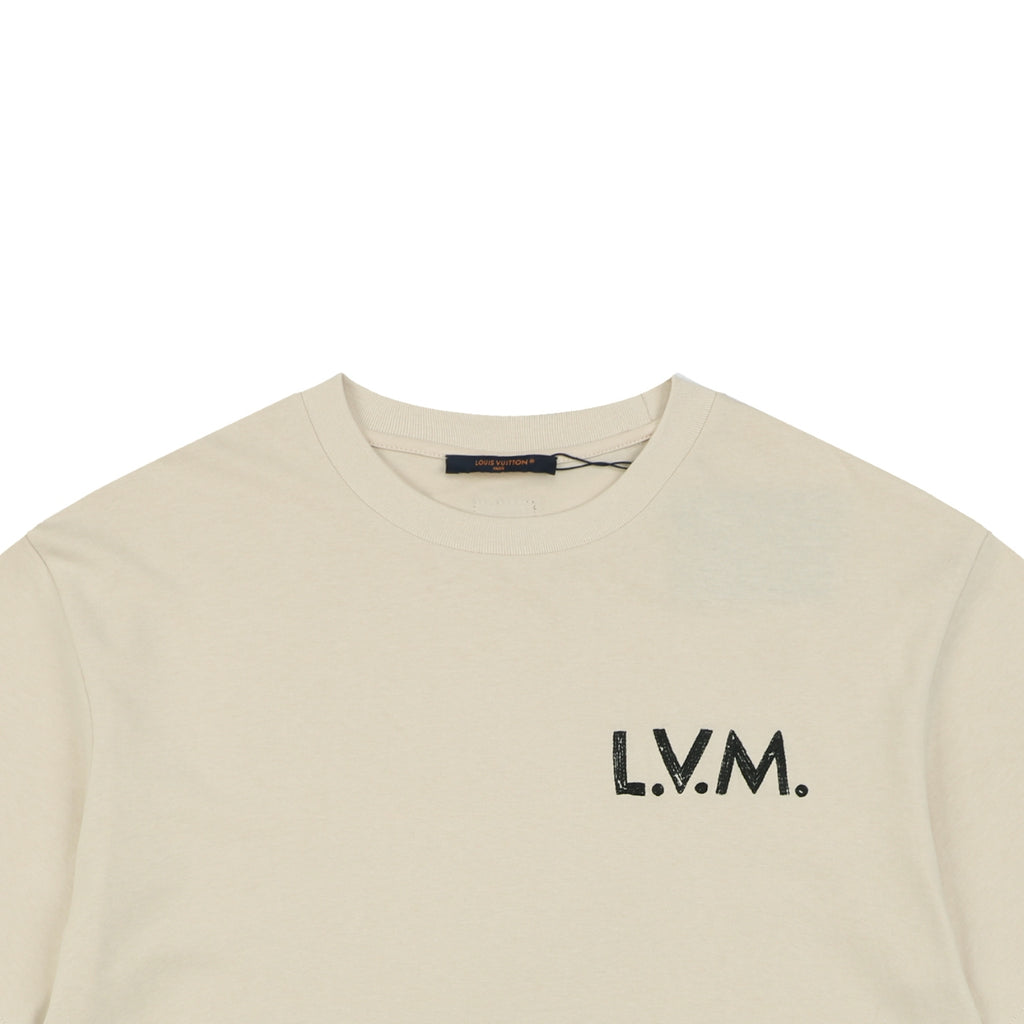 Louis Vuitton L.V.M. Leather Patch Label Short Sleeve Tee – Cream