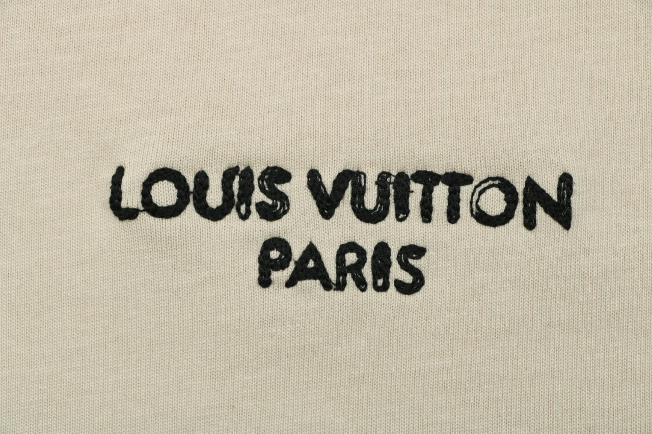 Louis Vuitton L.V.M. Leather Patch Label Short Sleeve Tee – Cream