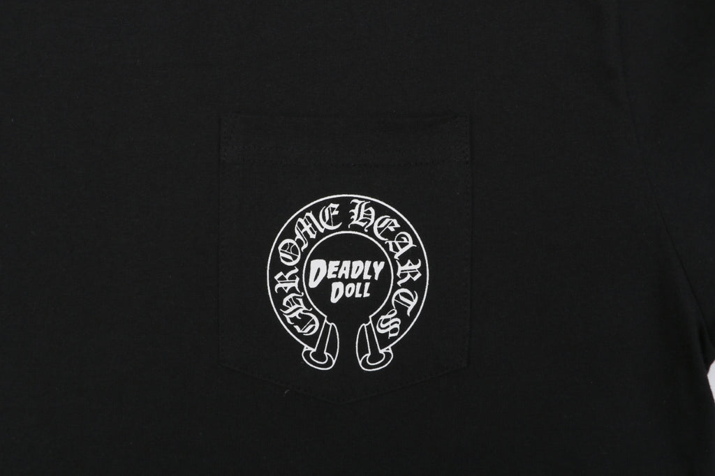 Chrome Hearts x Doll Collaboration Horseshoe Circle Graphic Print Short Sleeve Tee – Black