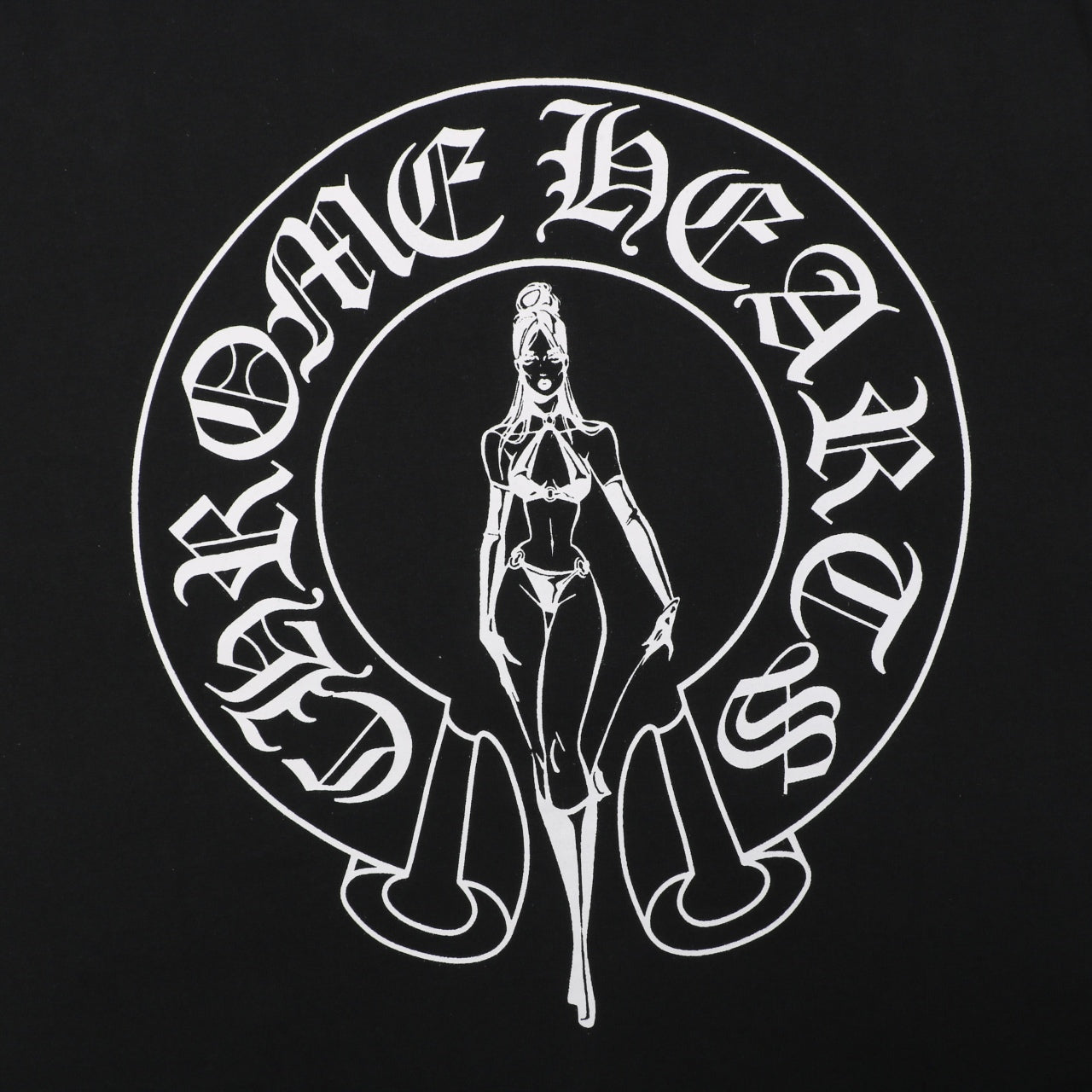 Chrome Hearts x Doll Collaboration Horseshoe Circle Graphic Print Short Sleeve Tee – Black