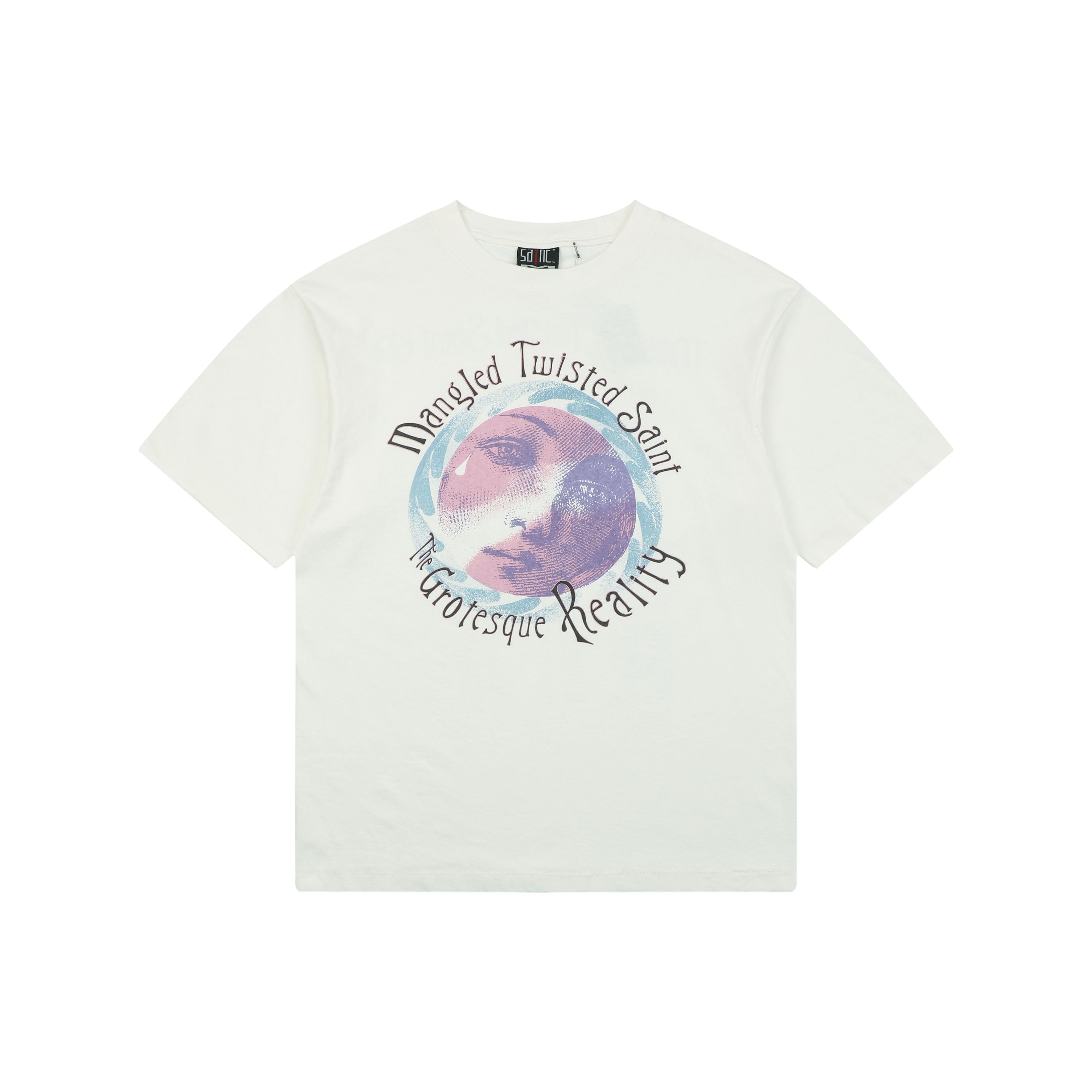 Saint Michael Mangled Twisted Saint Grotesque Reality Madonna Graphic Print Short Sleeve Tee – Cream