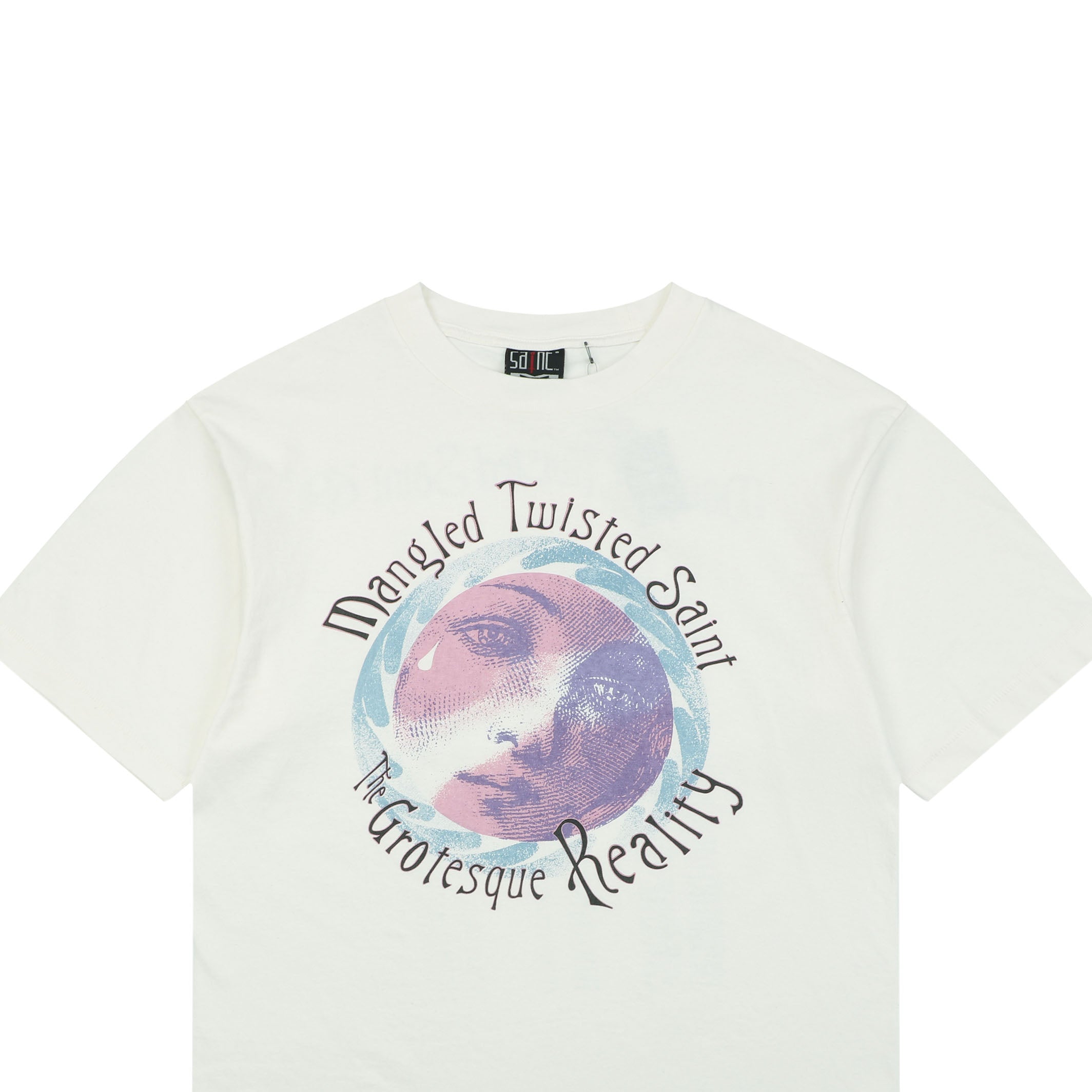 Saint Michael Mangled Twisted Saint Grotesque Reality Madonna Graphic Print Short Sleeve Tee – Cream