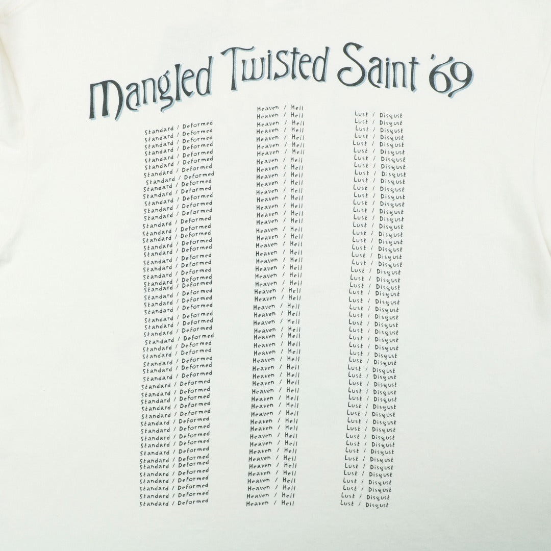 Saint Michael Mangled Twisted Saint Grotesque Reality Madonna Graphic Print Short Sleeve Tee – Cream