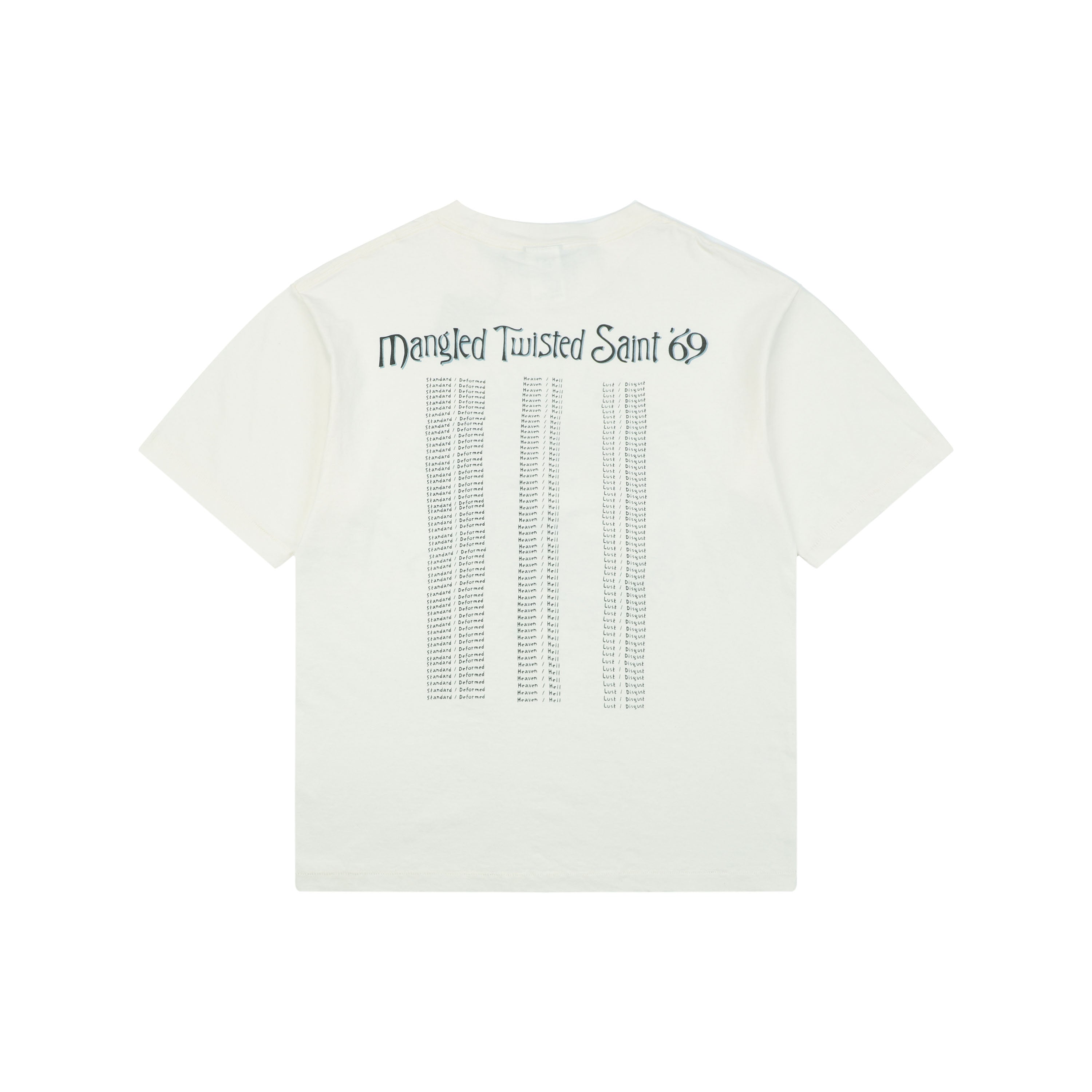 Saint Michael Mangled Twisted Saint Grotesque Reality Madonna Graphic Print Short Sleeve Tee – Cream