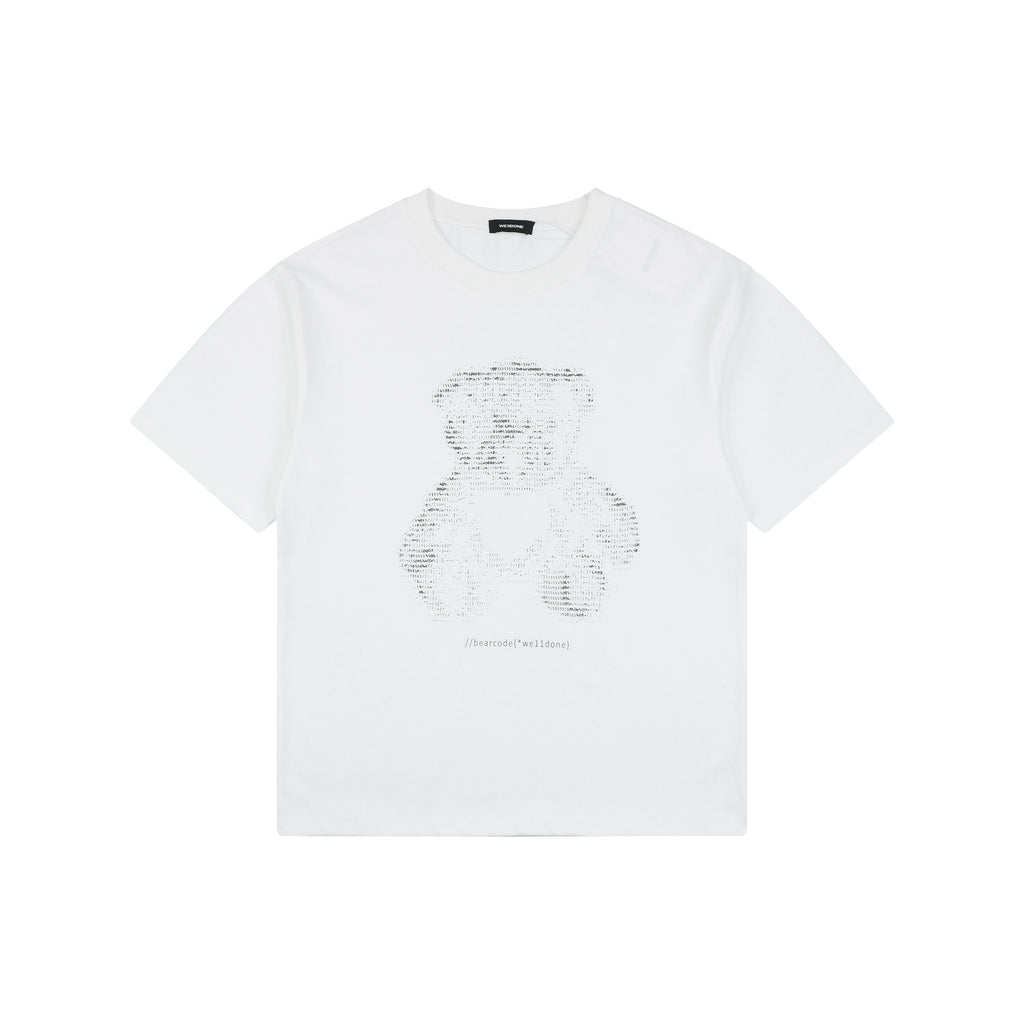 We11done Letter Outline Bear Holographic Print Short Sleeve Tee – White
