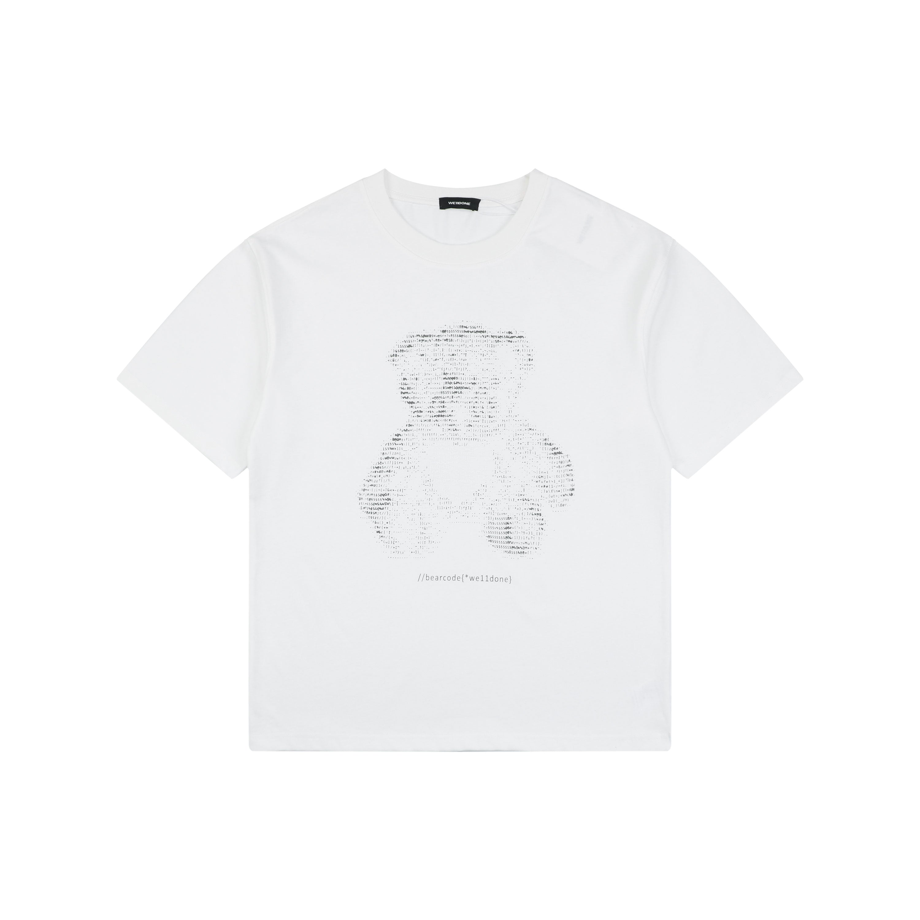 We11done Letter Outline Bear Holographic Print Short Sleeve Tee – White