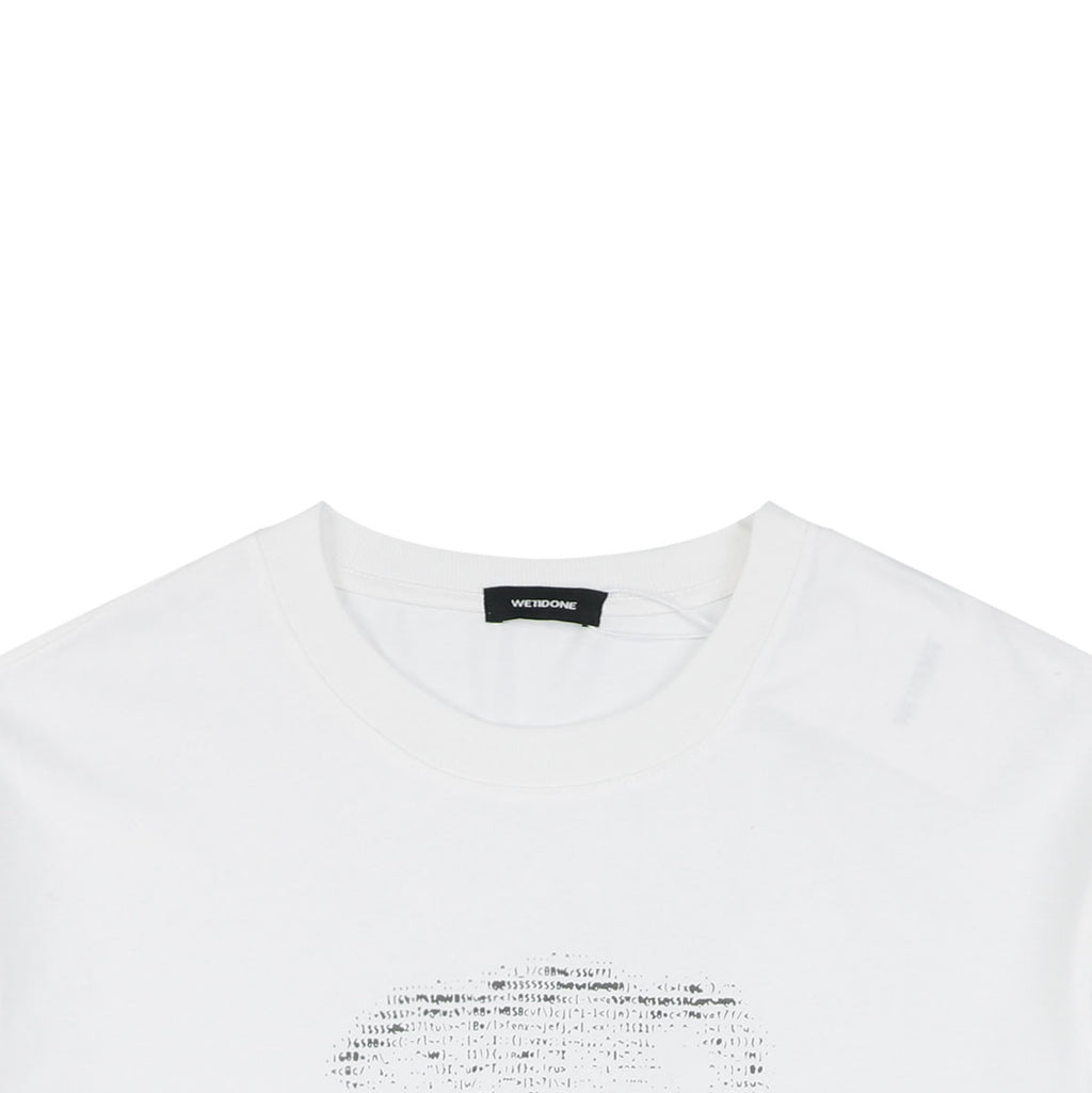 We11done Letter Outline Bear Holographic Print Short Sleeve Tee – White