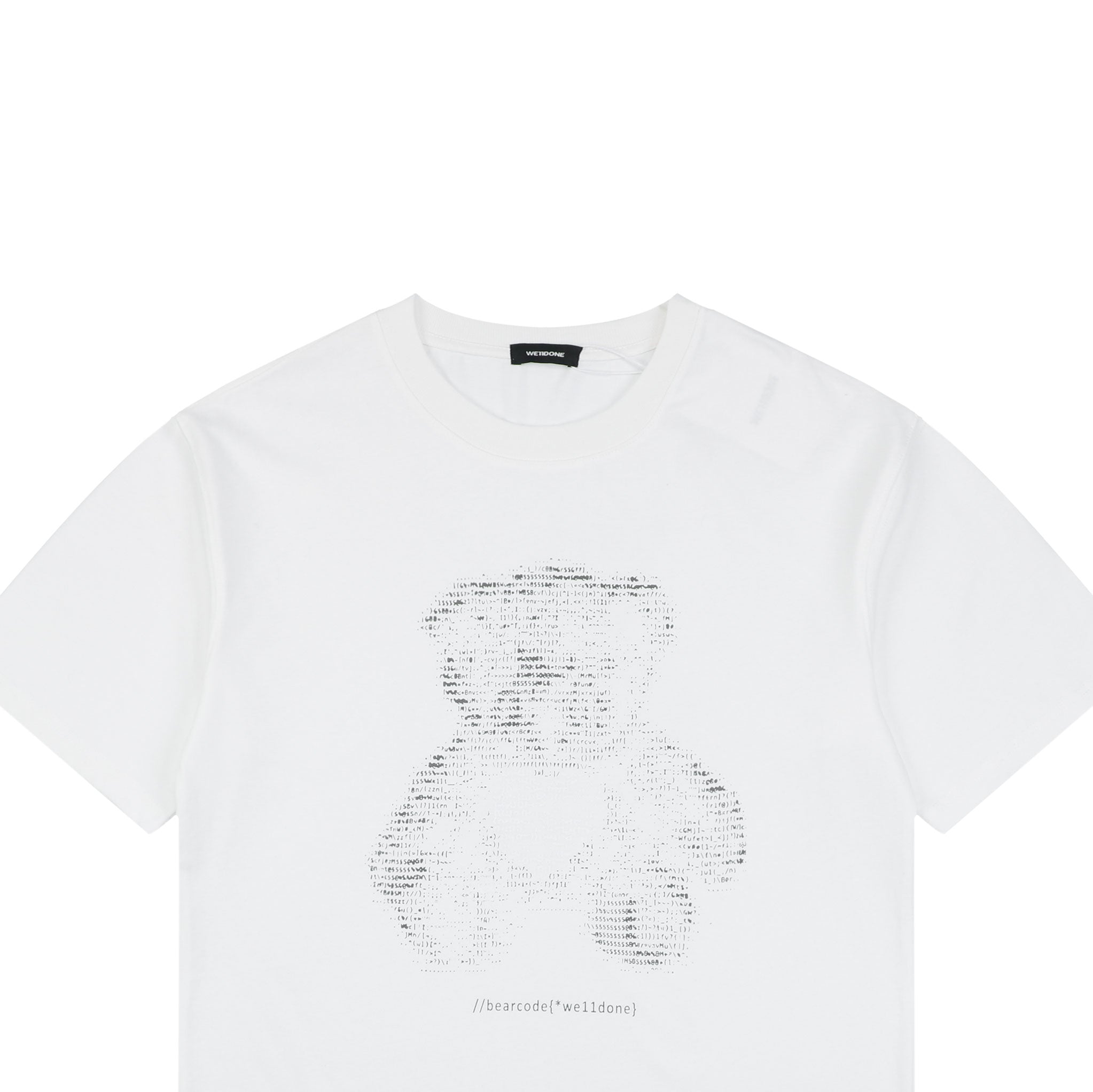 We11done Letter Outline Bear Holographic Print Short Sleeve Tee – White