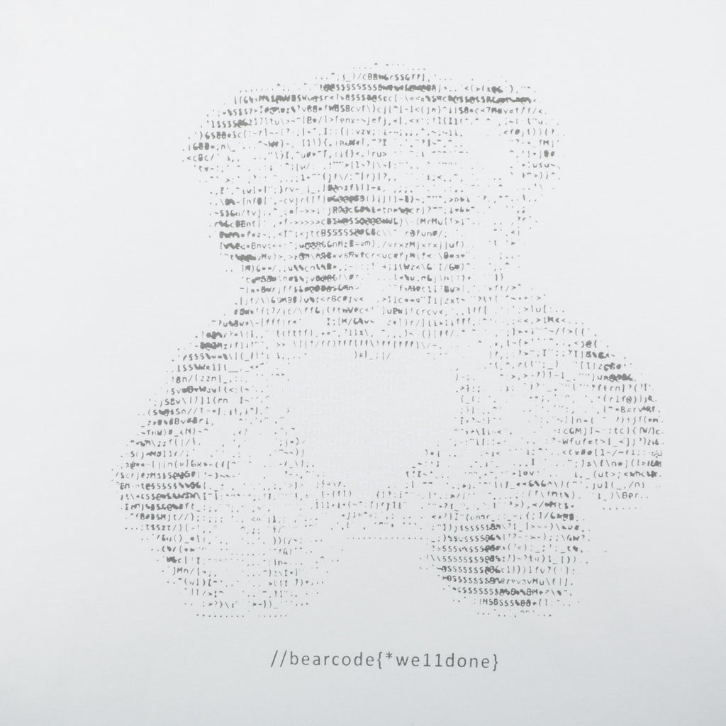 We11done Letter Outline Bear Holographic Print Short Sleeve Tee – White