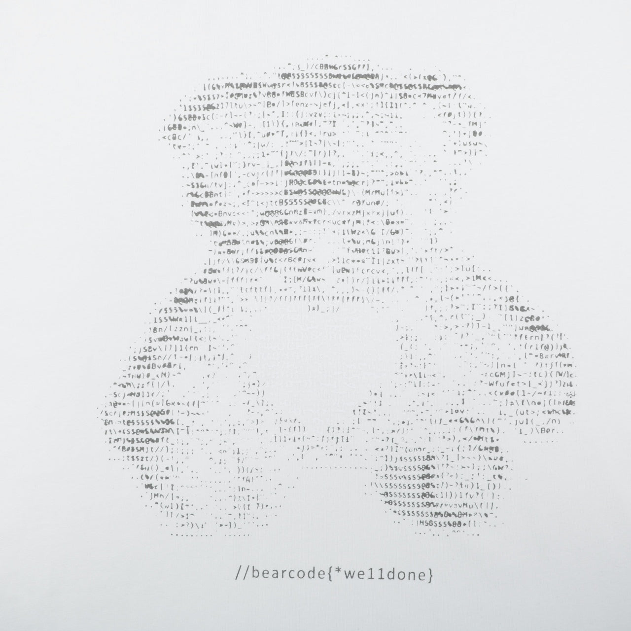 We11done Letter Outline Bear Holographic Print Short Sleeve Tee – White
