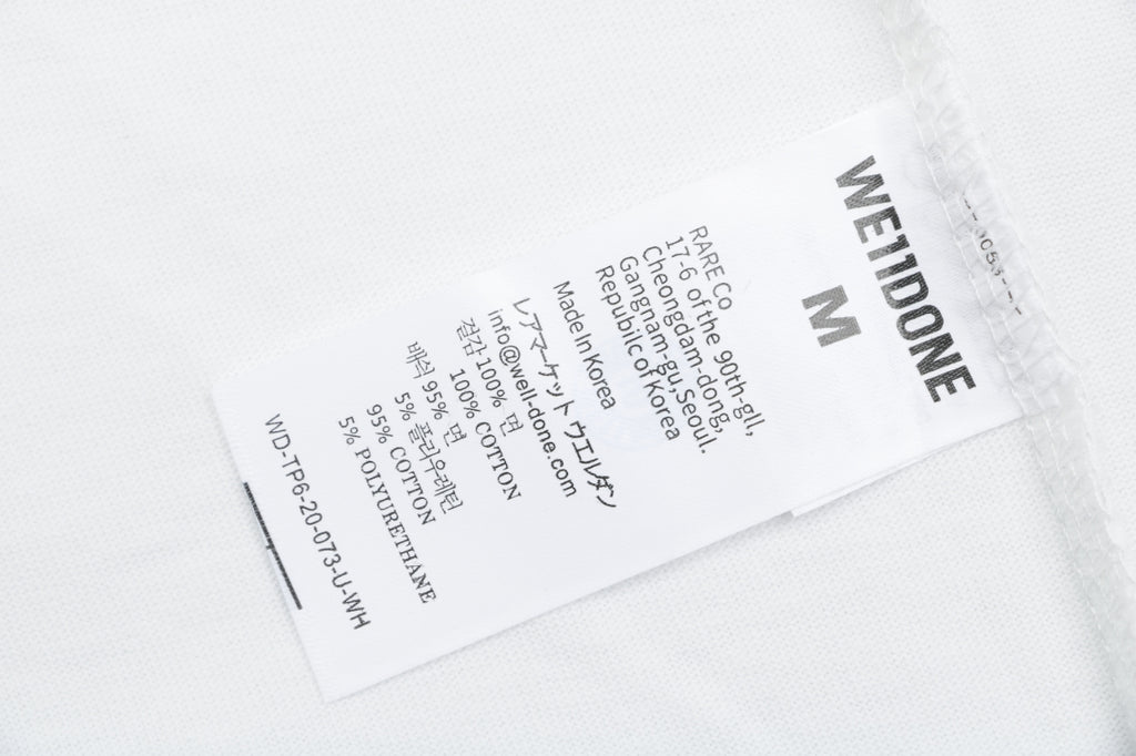 We11done Letter Outline Bear Holographic Print Short Sleeve Tee – White