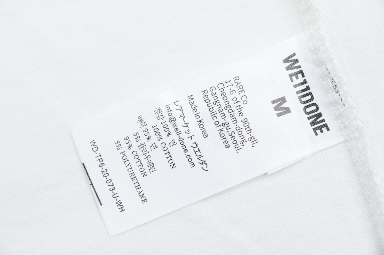 We11done Letter Outline Bear Holographic Print Short Sleeve Tee – White