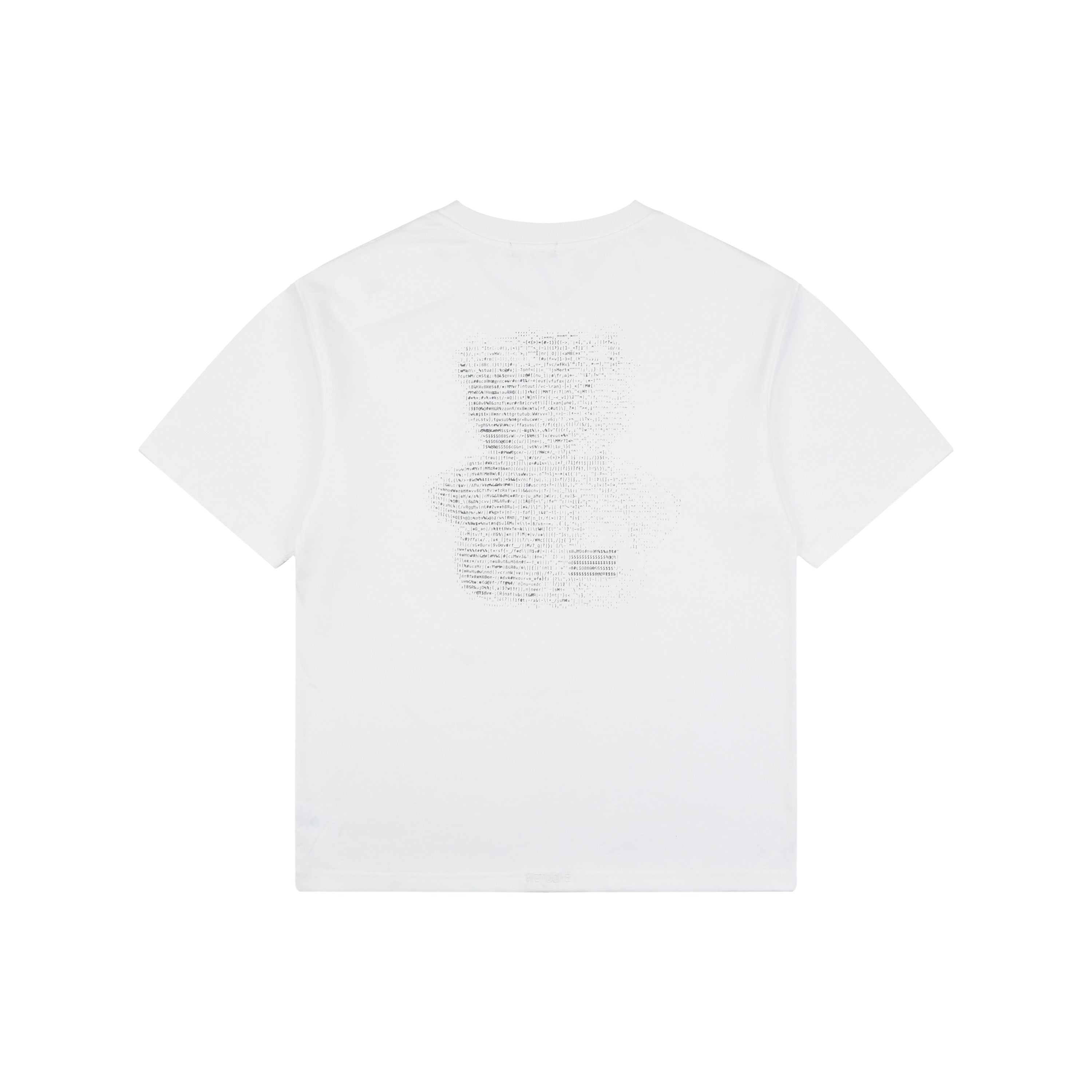 We11done Letter Outline Bear Holographic Print Short Sleeve Tee – White
