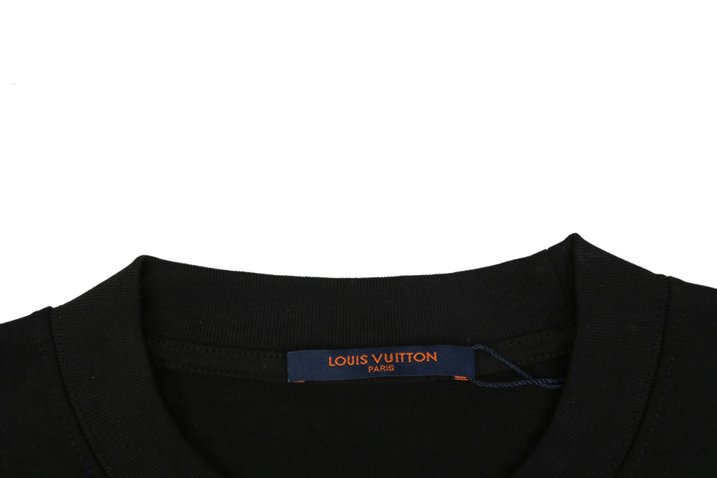 Louis Vuitton LV Hand-Painted Graffiti Pumpkin Graphic Short Sleeve Tee – Black