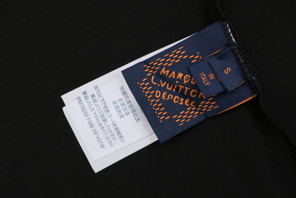 Louis Vuitton LV Hand-Painted Graffiti Pumpkin Graphic Short Sleeve Tee – Black