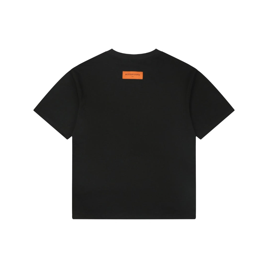 Louis Vuitton LV Hand-Painted Graffiti Pumpkin Graphic Short Sleeve Tee – Black