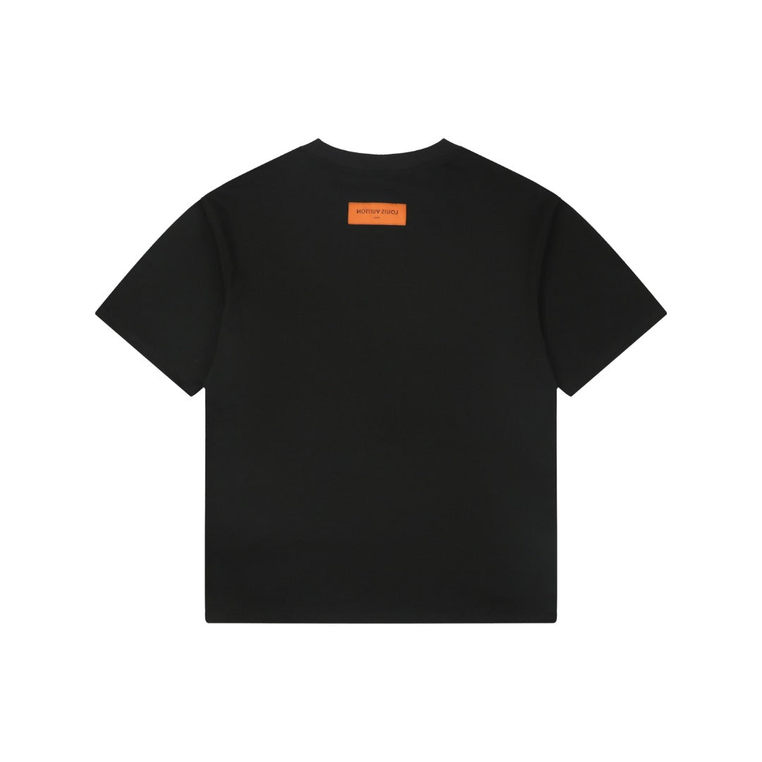 Louis Vuitton LV Hand-Painted Graffiti Pumpkin Graphic Short Sleeve Tee – Black