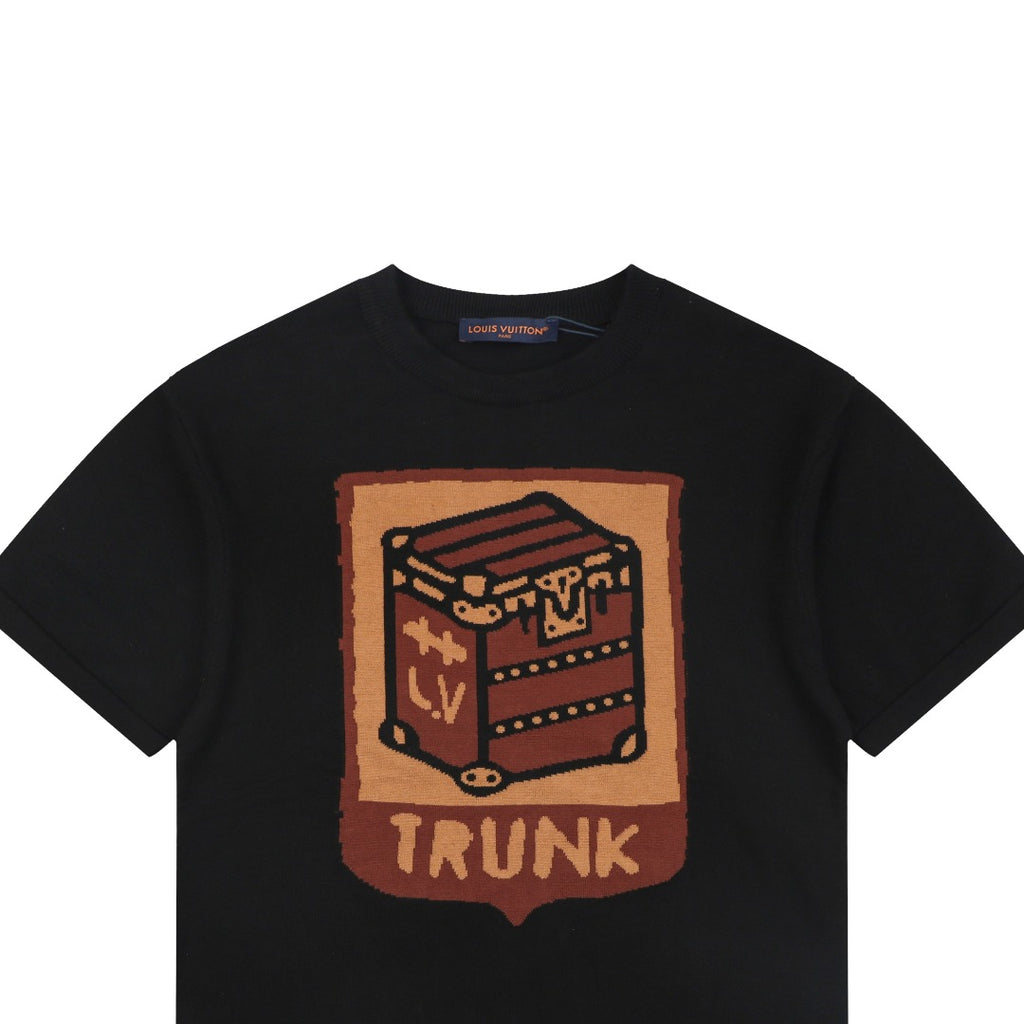 Louis Vuitton LV Trunk Jacquard Shield Graphic Short Sleeve Tee – Black