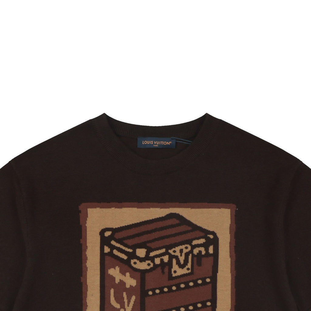 Louis Vuitton LV Trunk Jacquard Shield Graphic Short Sleeve Tee – Brown