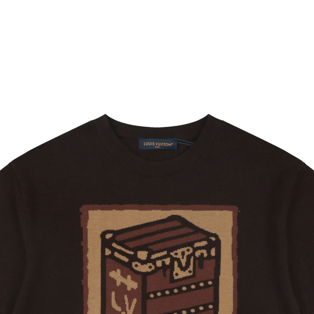 Louis Vuitton LV Trunk Jacquard Shield Graphic Short Sleeve Tee – Brown