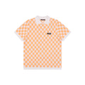 Louis Vuitton Leather Patch Checkerboard Jacquard Short Sleeve Polo — Orange