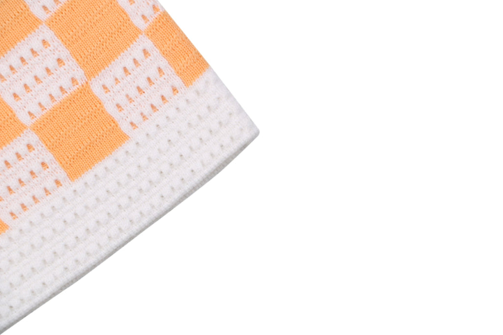 Louis Vuitton Leather Patch Checkerboard Jacquard Short Sleeve Polo — Orange