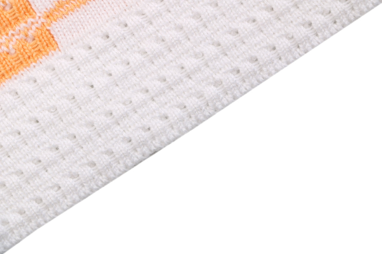 Louis Vuitton Leather Patch Checkerboard Jacquard Short Sleeve Polo — Orange
