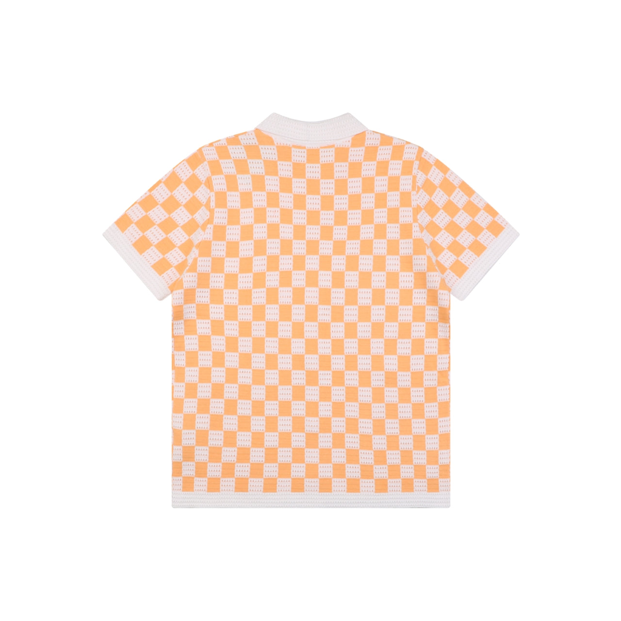 Louis Vuitton Leather Patch Checkerboard Jacquard Short Sleeve Polo — Orange