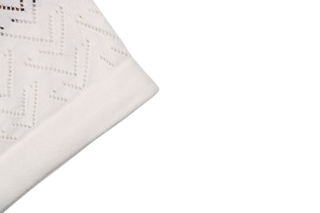 Louis Vuitton V-Motif Openwork Jacquard Short Sleeve Polo — Cream